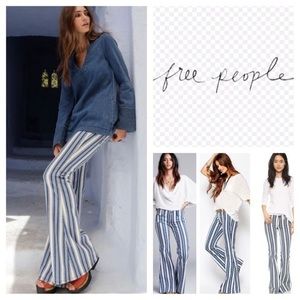 Free people Jolene stripe flare jeans white indigo